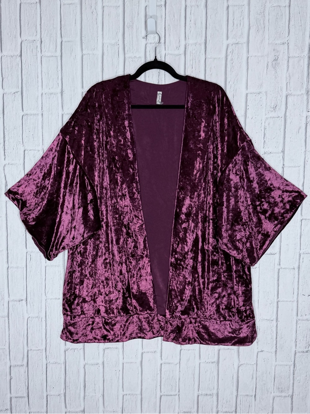 🌙 Intimately Free People Crushed Velvet Kimono Cardigan Plum XS